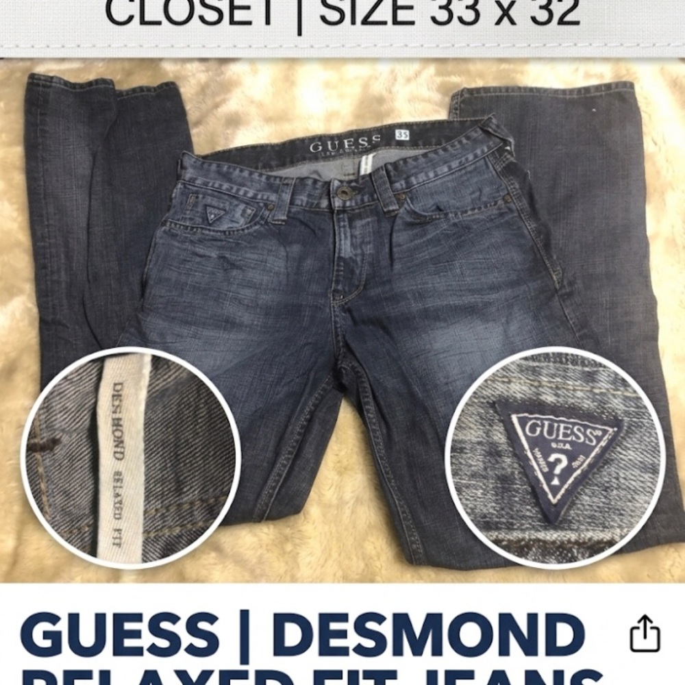 GUESS Men's Desmond Relaxed Jeans - Faded Blue